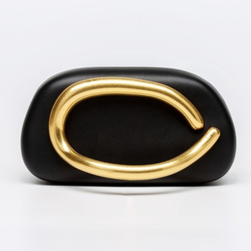 Black Clutch with Gold Accent